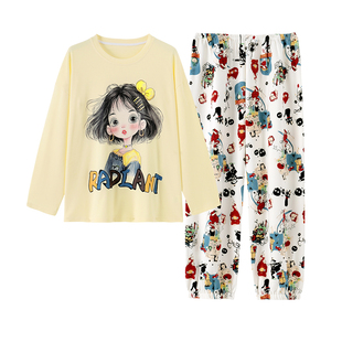 晚眠带胸垫睡衣女款春秋长袖套头卡通2025年新款秋冬季家居服套装