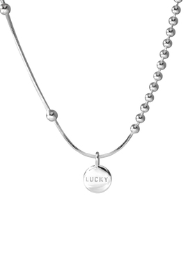 s925纯银圆牌字母项链小众设计感