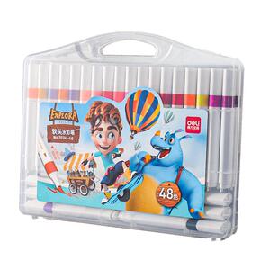 得力软头水彩笔彩笔小学生专用绘画套装彩色学生用双头小学儿童可洗画画无毒可水洗幼儿园画画笔24色36色48色
