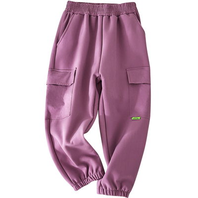 蔚未来女童裤子加厚一体绒工装裤