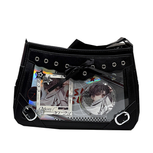 二次元追星漫展丝带痛包辣妹风小食量撞色透明日常基础单肩斜挎包