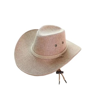 防晒西部牛仔草帽男士夏天沙滩帽户外帽子海边太阳帽遮阳帽黑色