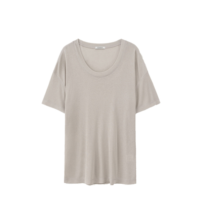 EAAH 韩国品牌 女装2026春简约风宽松U领短袖T恤基础款舒适百搭