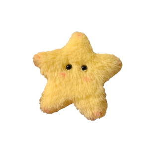 软萌星星~胖嘟嘟黄色五角星毛绒发夹少女发卡可爱发饰多巴胺饰品