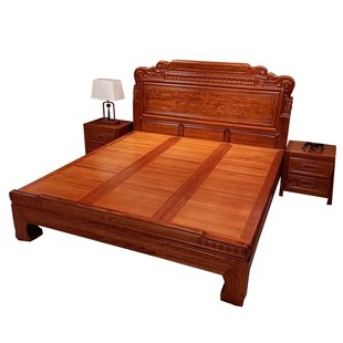 工厂直销花梨木全实木床1.8米双人床中式1.5榫卯结构加厚工艺雕花