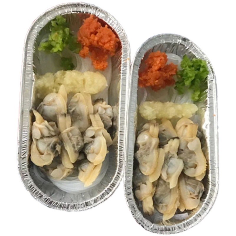 一次性锡纸盒烧烤铝箔碗椭圆形烘焙底托打包餐盒海鲜鱿鱼皇冠贝盒