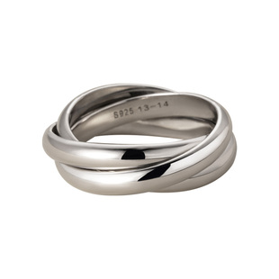 素图三环戒指925银简约气质轻奢指小众设计高级感食指中指戒饰品