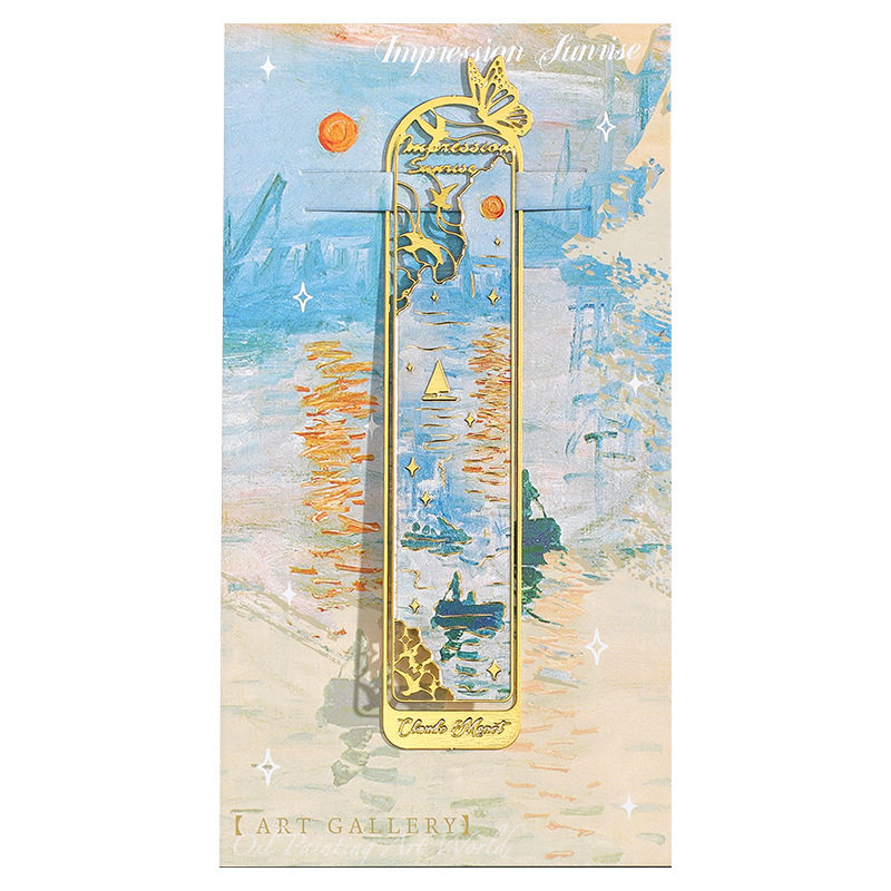 小鱼家 艺术瑰宝系列-油画金属书签创意镂空手帐挂件阅读标记书夹