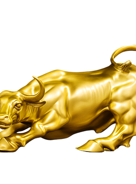 全铜牛摆件黄铜生肖牛气冲天招财旺市开业办公室铜华尔街牛转乾坤