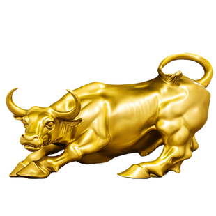 全铜牛摆件黄铜生肖牛气冲天招财旺市开业办公室铜华尔街牛转乾坤