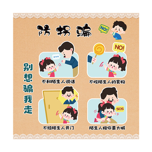 幼儿园安全教育主题环创森系交通防溺水拐骗居家防雷防震墙贴贴纸