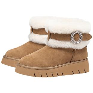 KISSCAT接吻猫[绒绒烤奶]雪地靴羊毛毛绒雪地靴保暖厚底雪地靴女