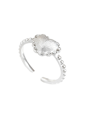 S925纯银拉丝爱心戒指女轻奢精致