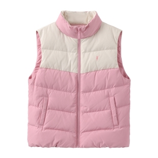 POLOWALK童装男女童羽绒马甲2025秋冬新品连帽中大童无袖加绒背心