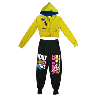 成人爵士舞嘻哈街舞裤子女宽松广场舞服装运动束脚裤秋冬舞蹈套装