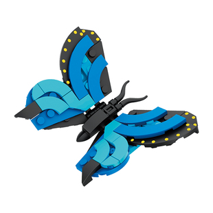 方橙积木儿童益智拼装昆虫动物模型玩具男孩蝴蝶蜻蜓螳螂拼图礼物