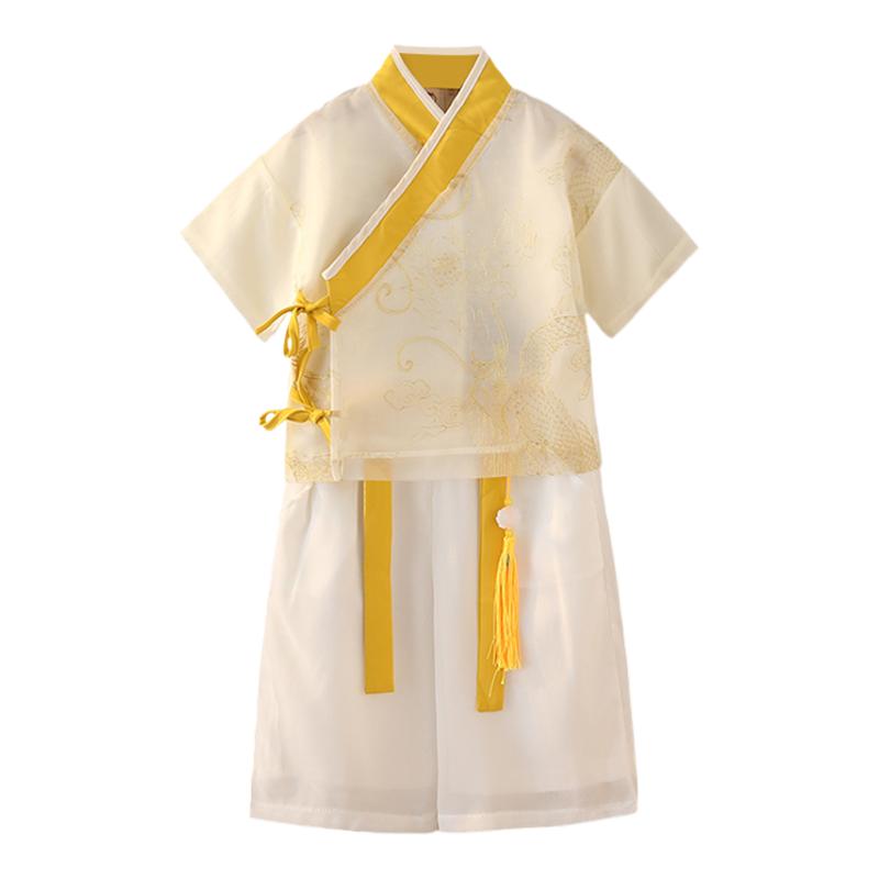 漢服男童2025新款夏季新中式高端唐裝六一演出服兒童古裝國風(fēng)夏裝