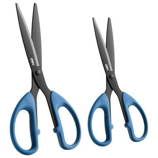 得力黑刃剪刀家用锋利不粘胶圆头办公用品儿童剪纸手工小型安全不伤手高颜值小学生幼儿园专用迷你便携拆快递