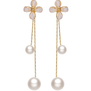 珍珠耳钉花朵耳饰女流苏耳环2025新款爆款高级感秋冬独特漂亮耳坠