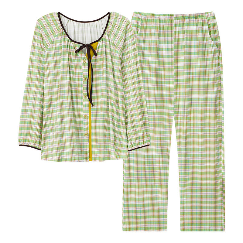 睡衣女款秋冬新款纯棉家居服套装