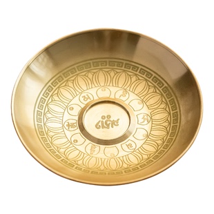 黄铜六字真言香盘架多功能托盘盘香架九孔线香插礼佛三支香柱摆件