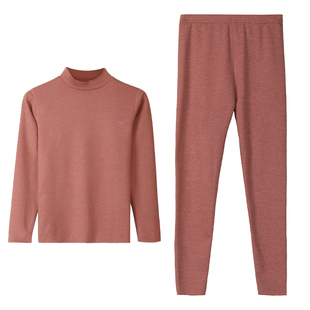 猫人保暖内衣女士加绒加厚无痕打底衫冬季内穿中领秋衣秋裤女套装