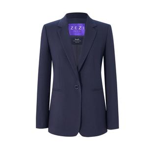 zezi初剪羊毛平驳领西装外套女正装春秋款一粒扣商务通勤西服套装