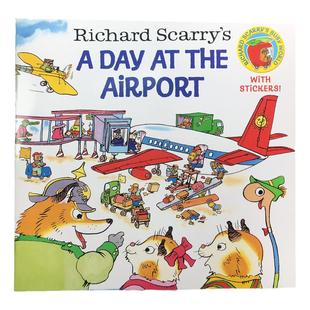 英文原版Richard Scarry's A Day at the Airport:飞机场的一天幼儿儿童英语启蒙认知学习绘本图画书交通工具亲子互动早教益智