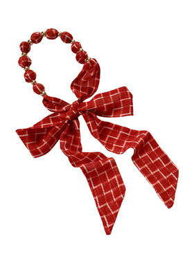 花朵格纹长条丝巾系脖高级感复古