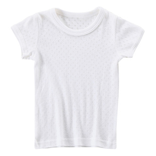 儿童纯白色短袖纯棉薄款男女童T恤网眼透气婴儿夏季半袖上衣夏装