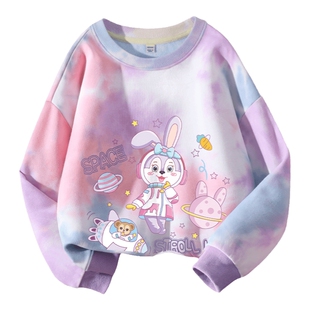 拉夏贝尔女童卫衣春秋款女大童洋气扎染上衣儿童春装2026新款衣服