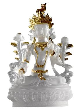 贴金画脸白度母琉璃佛像佛具摆件