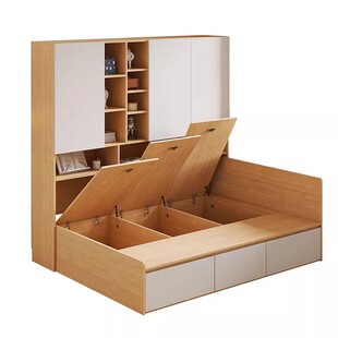 榻榻米床衣柜一体组合多功能小户型高箱储物双人床卧室定制板式床