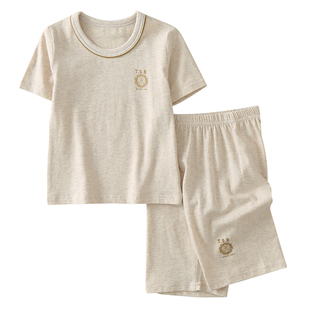 夏季儿童A类睡衣家居服男童纯棉短袖T恤五分裤套装薄款透气空调服