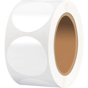 圆形透明封口贴贴纸不干胶自粘防水标签贴纸圆形logo白色圆点贴画包装彩盒卷装迷你贴纸手写可粘贴打包装贴纸