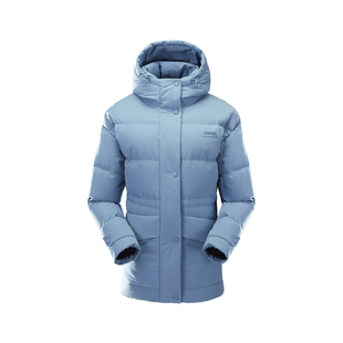 Jeep吉普中长款羽绒服女冬季连帽防钻绒保暖加厚滑雪服90鸭绒外套