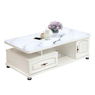 茶几桌客厅家用小户型简约现代圆角客厅玻璃轻奢餐桌电视柜组合