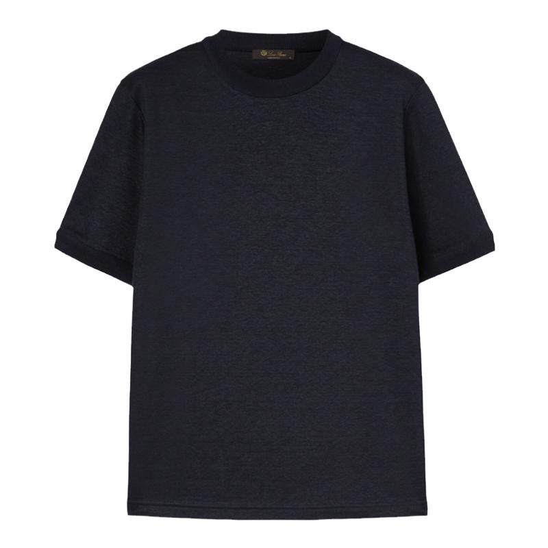 Loro Piana/诺悠翩雅男装双色亚麻混纺平纹针织短袖T恤