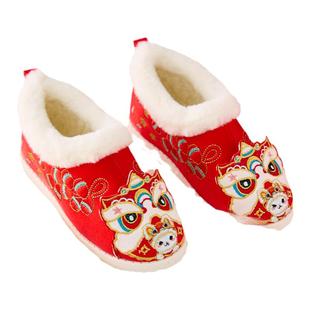 男童汉服鞋冬款加绒加厚虎头鞋儿童中国风古装鞋男女宝宝古风棉鞋