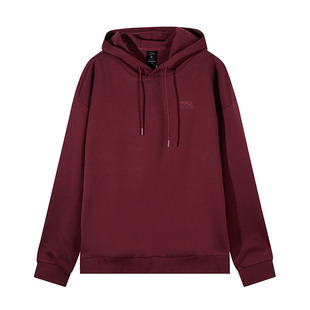 安踏连帽卫衣男女款加绒帽衫2025冬季新款酒红色新年衣服休闲上衣