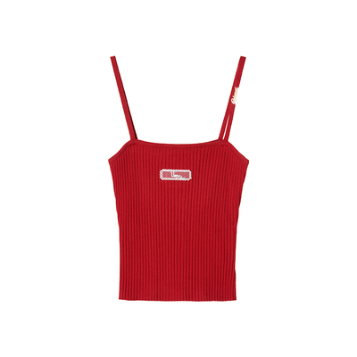 Uena字母蕾丝布标吊带背心