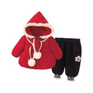 女童2026新款冬装棉衣套装洋气儿童衣服一岁宝宝新年棉服两件套潮
