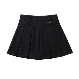 高品质毛呢百褶裙秋冬新款半身裙女时尚百搭辣妹复古高腰a字短裙