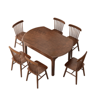 实木餐桌小户型省空间吃饭桌子胡桃色家用折叠伸缩饭桌方桌变圆桌