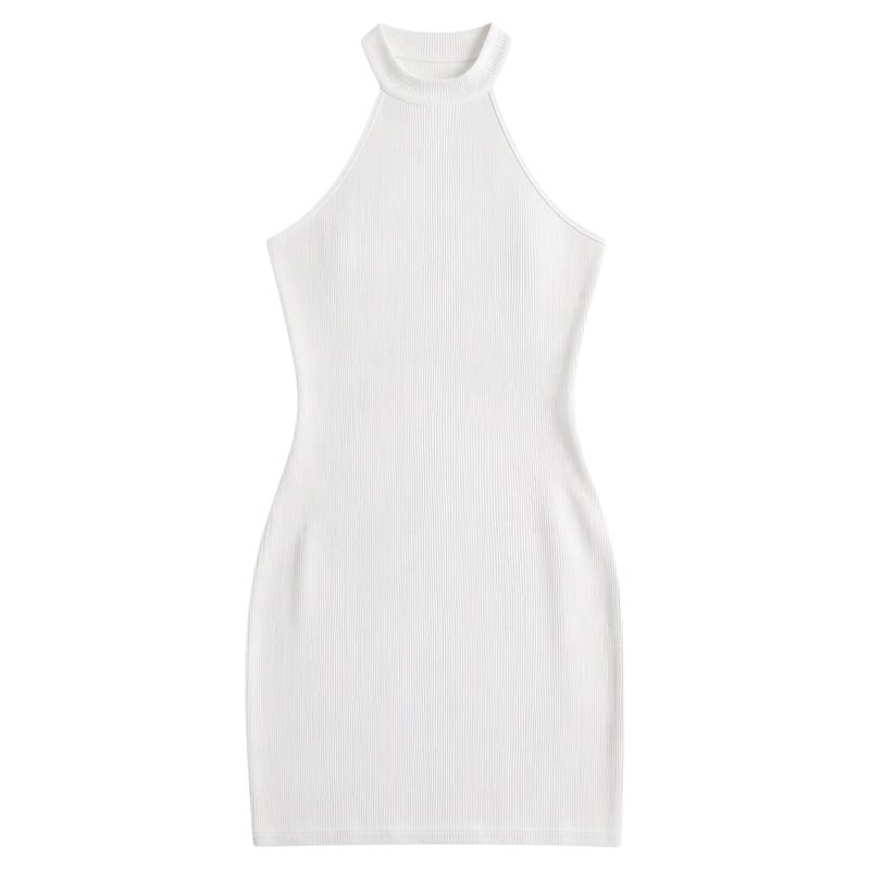 A backless off-the-neck slimming dress针织修身露背挂脖连衣裙
