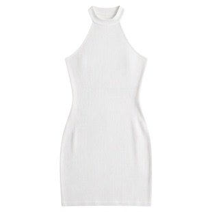 A backless off-the-neck slimming dress针织修身露背挂脖连衣裙