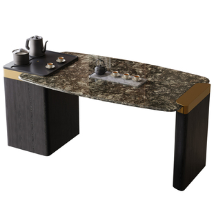 意式轻奢天然奢石铂金钻茶桌椅组合家用别墅办公高端茶台2025新款