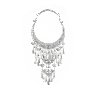 苗族大项圈银饰项链少数民族风苗银长款流苏贵州侗族舞蹈演出配饰