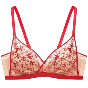 商场同款|曼妮芬马年本命年红内衣长三角无钢圈聚拢文胸蕾丝胸罩