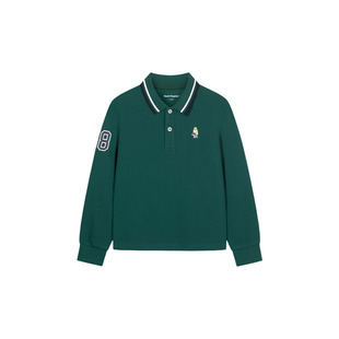 暇步士童装男童长袖Polo衫春秋季新款中大童翻领套头儿童休闲上衣